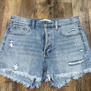 Denim Forum Blue Jean Shorts Distressed Frayed Hem
